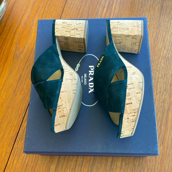 Prada Suede & Cork platform sandals - Picture 2 of 5